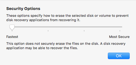 Disk Utility - Securely Erasing A Volume OS X 10.10 and later